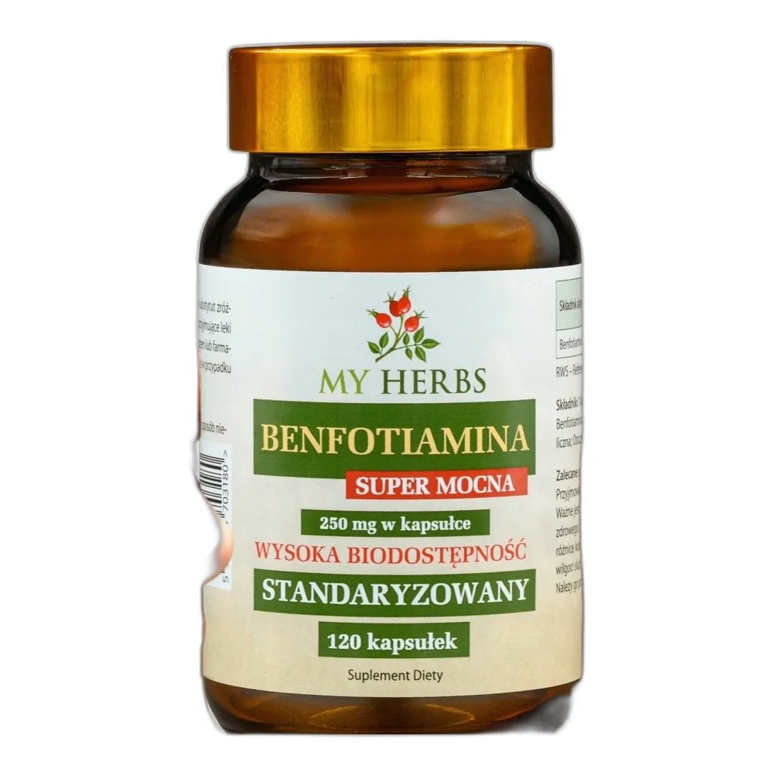 benfotiamina suplement witaminy b1 – wysoka biodostępność, 120 kapsułek — zdjęcie 1