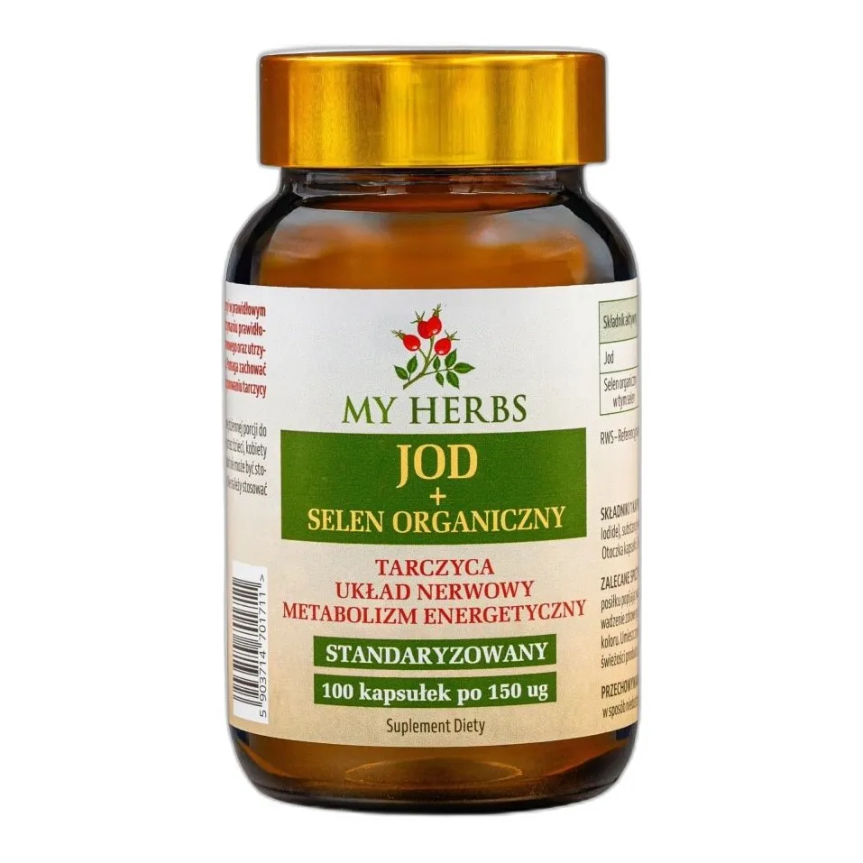 jod i selen organiczny dla tarczycy, skóry i włosów – 100 kapsułek — zdjęcie 2