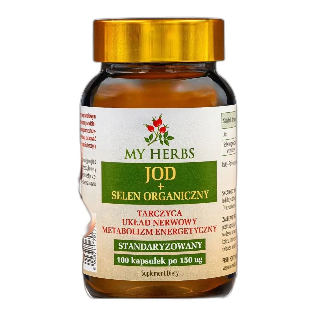 jod i selen organiczny dla tarczycy, skóry i włosów – 100 kapsułek — zdjęcie 1
