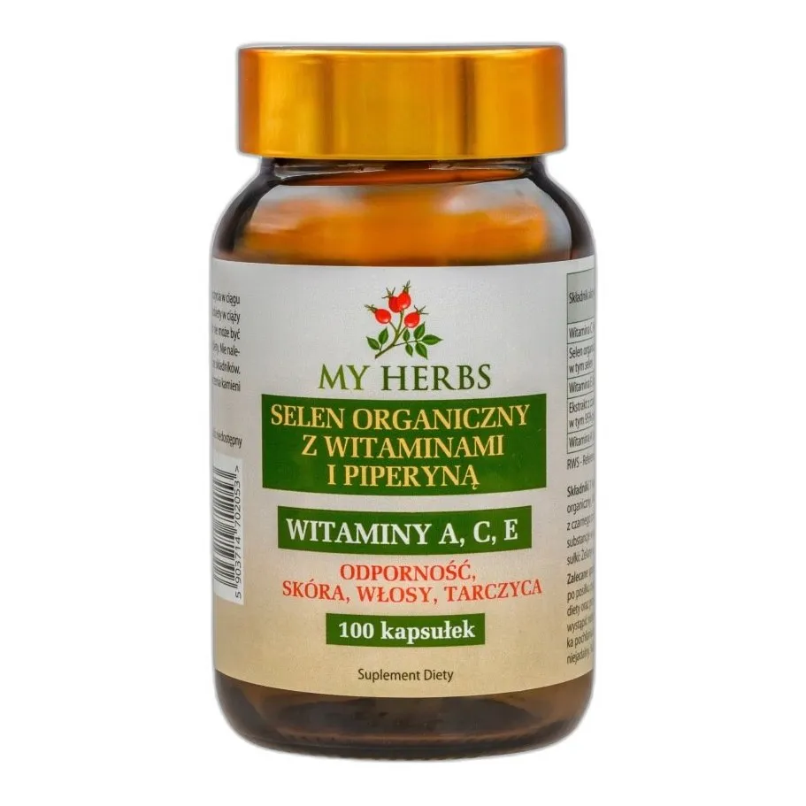 Selen organiczny witaminy a c e piperyna zdrowie odporność młodość 100szt — zdjęcie 2