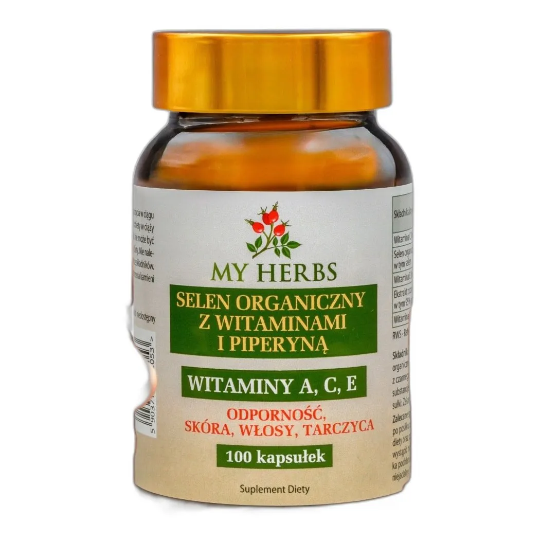 Selen organiczny witaminy a c e piperyna zdrowie odporność młodość 100szt — zdjęcie 1